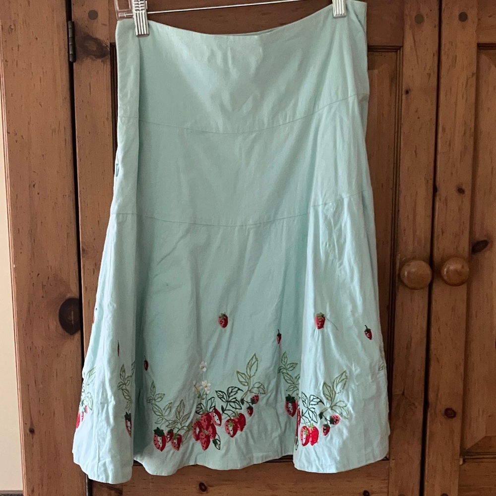 Elevenses Light Green Skirt with Red and White Embroidery